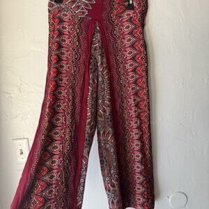 Boho Palazzo Pants Womens Small Floral Mandala Wide Leg Lightweight Rayon‎ Flowy
